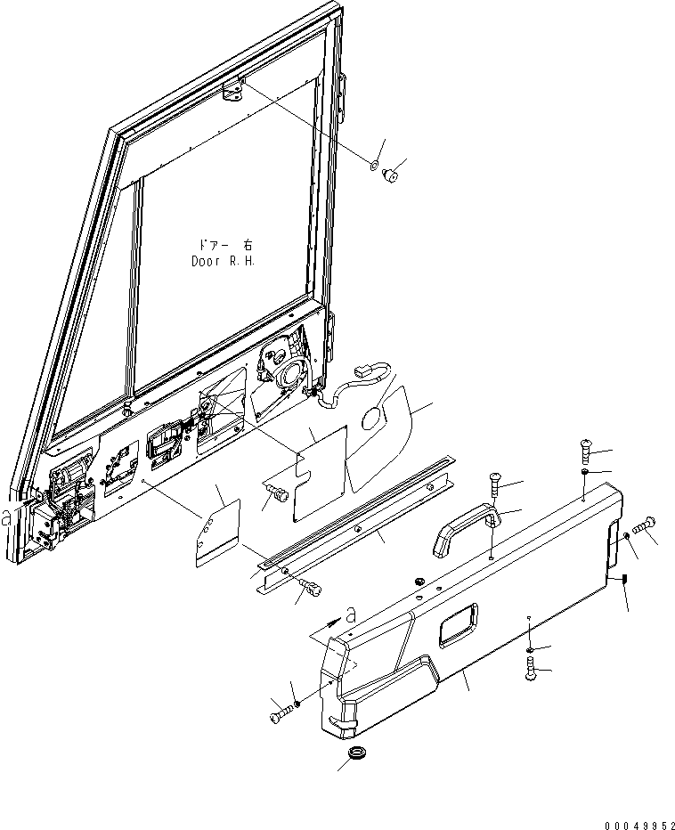 Komatsu parts book diagram for HD465-7R S/N 15001-15351 (W/O EGR): OPERATOR'S CAB (R.H. DOOR ? ACCESSORY PARTS)(#15001-)