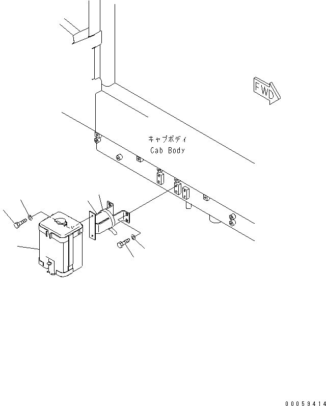 Komatsu parts book diagram for HD465-7R S/N 15001-15351 (W/O EGR): OPERATOR'S CAB (WINDOW WASHER TANK)(#15001-)