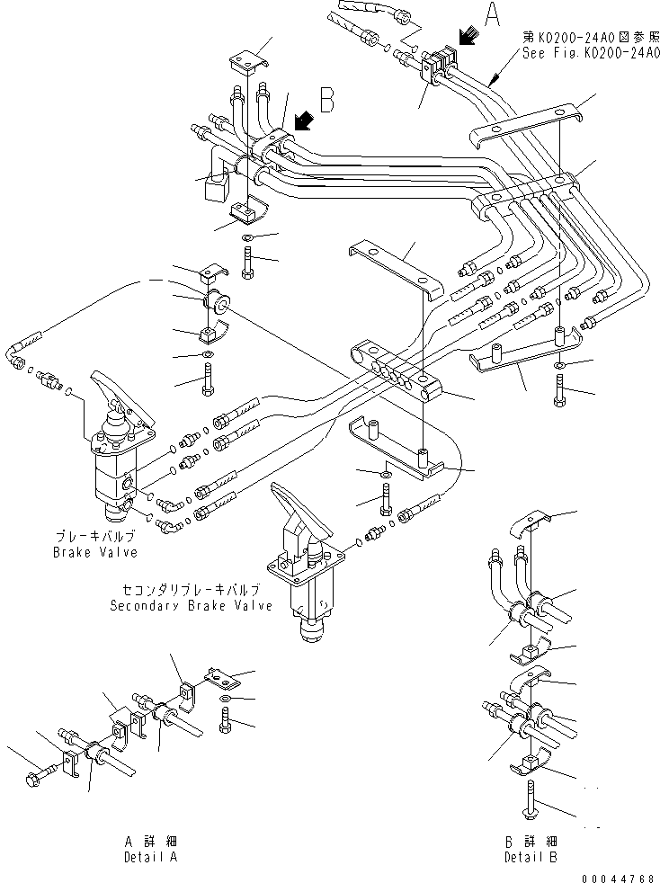 Komatsu parts book diagram for HD465-7R S/N 15001-15351 (W/O EGR): FLOOR (BRAKE VALVE AND SECONDARY BRAKE VALVE) (3/3)(#15001-)