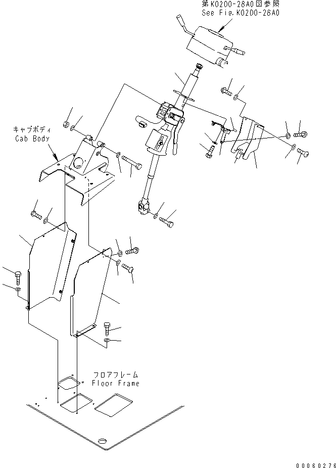 Komatsu parts book diagram for HD465-7R S/N 15001-15351 (W/O EGR): FLOOR (STEERING COLUMN)(#15001-)