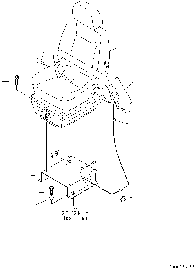 Komatsu parts book diagram for HD465-7R S/N 15001-15351 (W/O EGR): FLOOR (OPERATOR'S SEAT) (FABLIC SEAT)(#15001-)