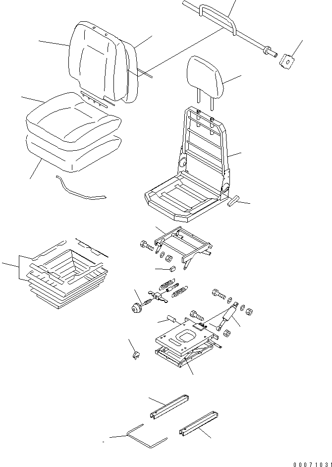 Komatsu parts book diagram for HD465-7R S/N 15001-15351 (W/O EGR): FLOOR (OPERATOR'S SEAT) (FABLIC SEAT) (INNER PARTS)(#15001-)