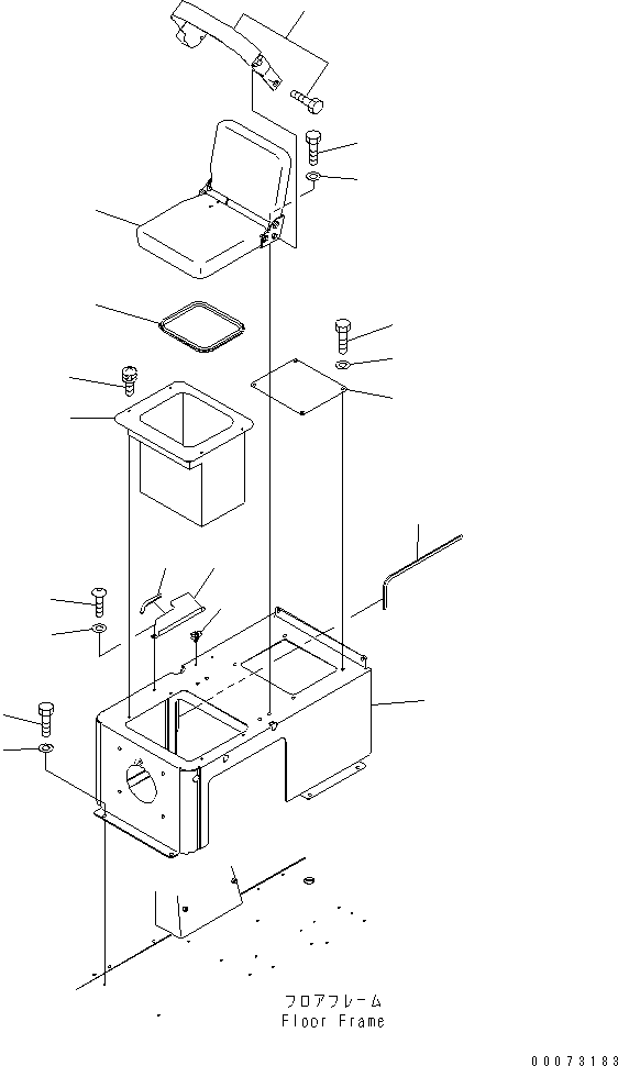 Komatsu parts book diagram for HD465-7R S/N 15001-15351 (W/O EGR): FLOOR (AUXILIARY SEAT) (SEAT BELT 75MM) (TACHOGRAPH SPEC.)(#15001-15336)