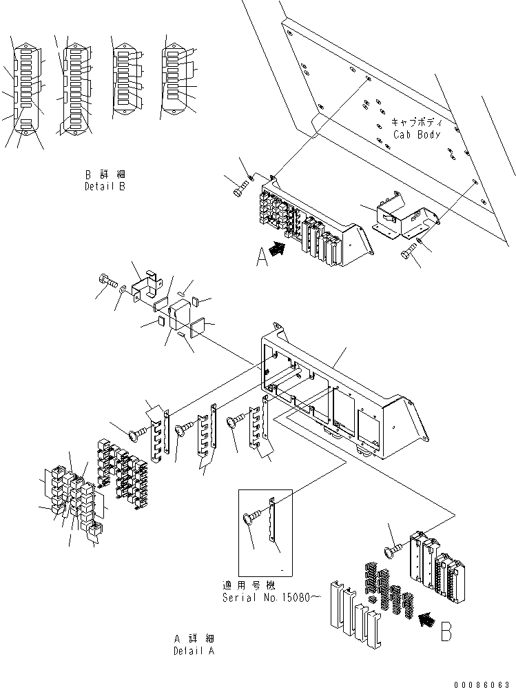 Komatsu parts book diagram for HD465-7R S/N 15001-15351 (W/O EGR): FLOOR (FUSE AND RELAY) (SIDE LAMP) (FOG LAMP)(#15001-)
