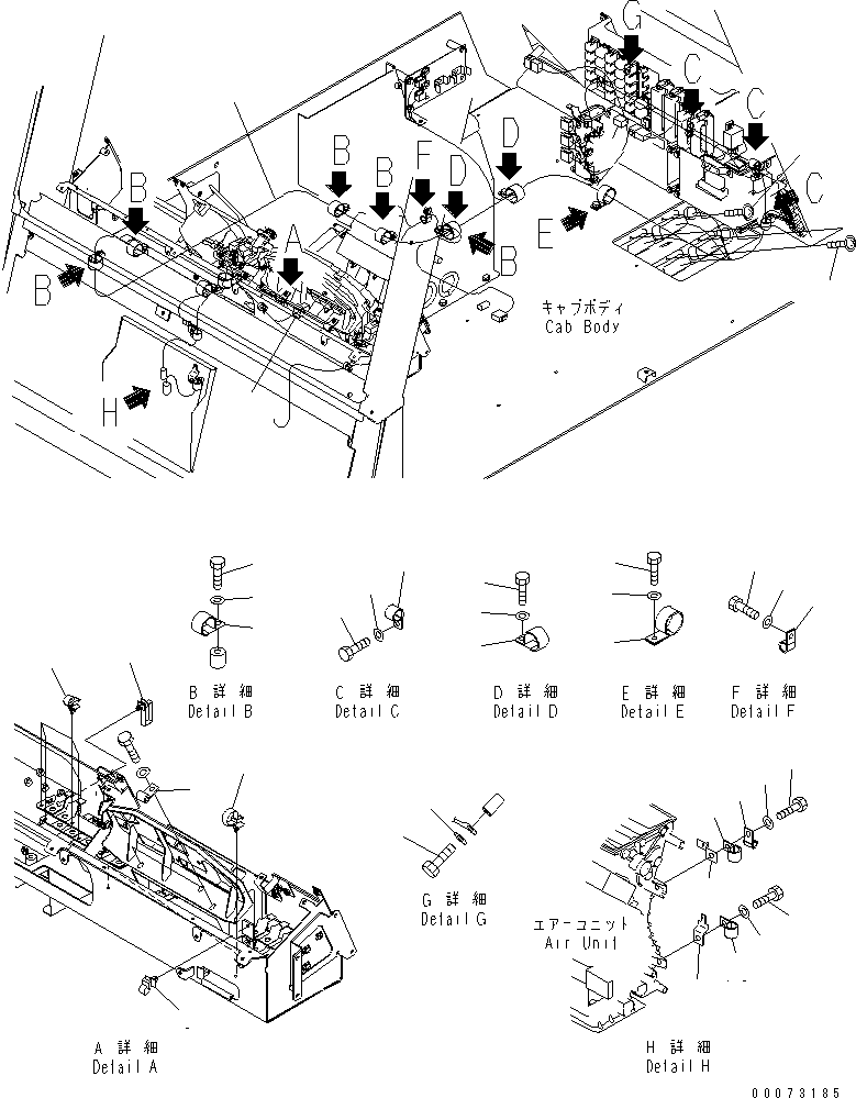 Komatsu parts book diagram for HD465-7R S/N 15001-15351 (W/O EGR): FLOOR (CAB HARNESS) (1/2)(#15001-)