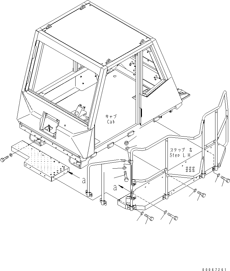 Komatsu parts book diagram for HD465-7R S/N 15001-15351 (W/O EGR): CAB STEP MOUNTING PARTS(#15025-)