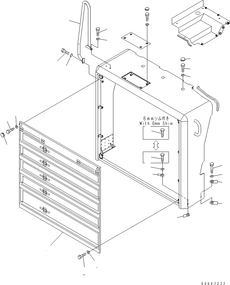 Komatsu parts book diagram for HD465-7R S/N 15001-15351 (W/O EGR): RADIATOR GUARD(#15025-)