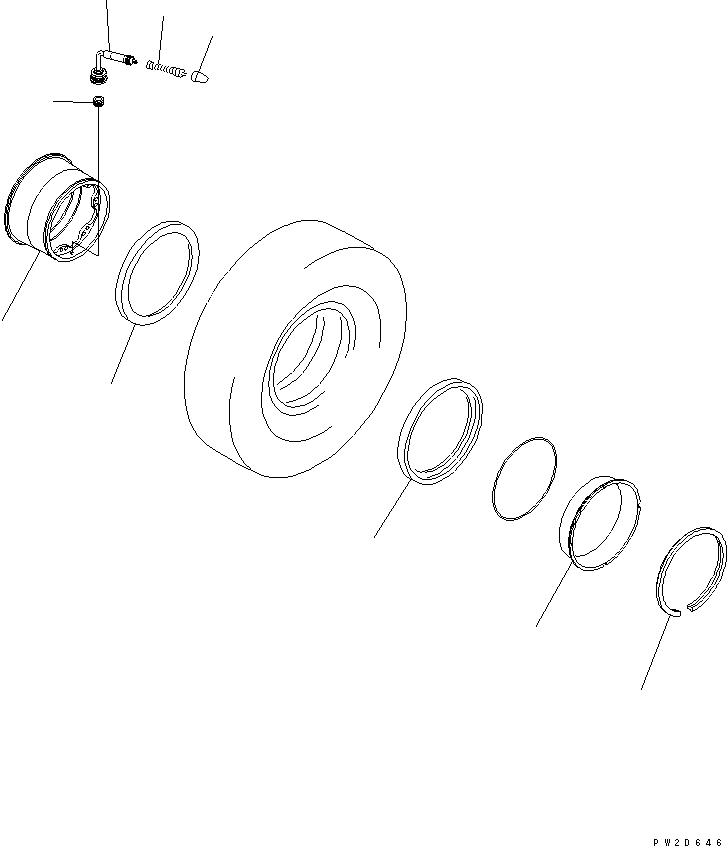 Komatsu parts book diagram for HD465-7R S/N 15001-15351 (W/O EGR): RIM AND TIRE (RIM) (FRONT WHEEL)(#15001-15308)