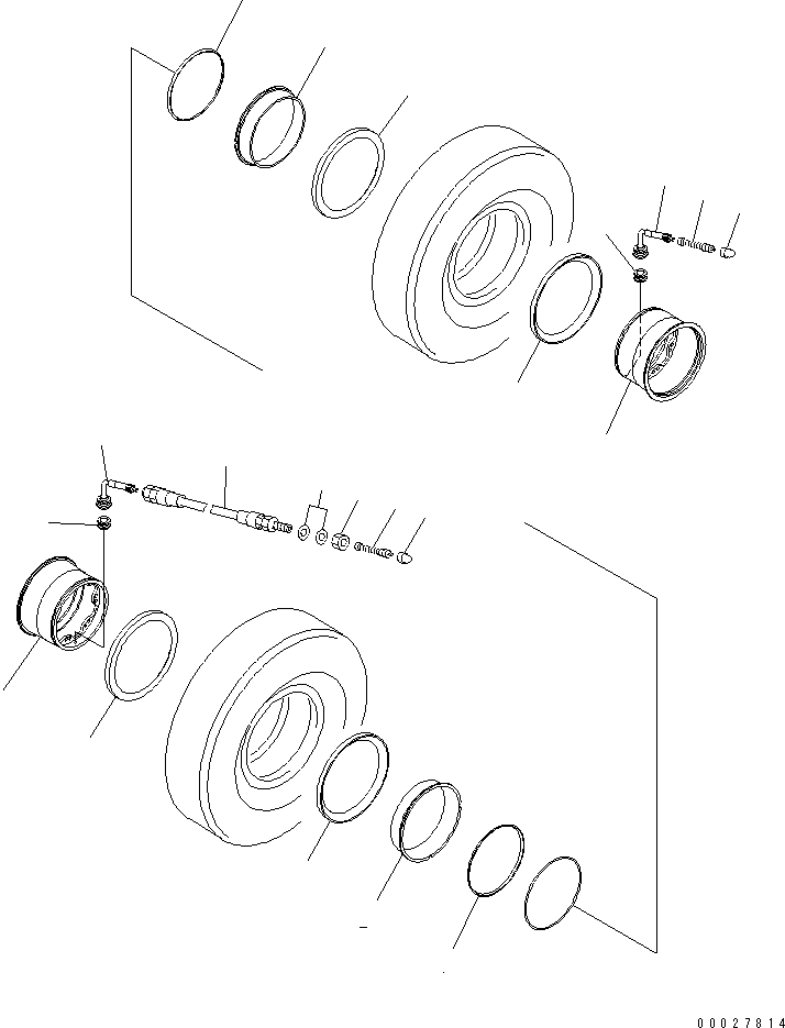 Komatsu parts book diagram for HD465-7R S/N 15001-15351 (W/O EGR): RIM AND TIRE (RIM) (REAR WHEEL)(#15001-15308)