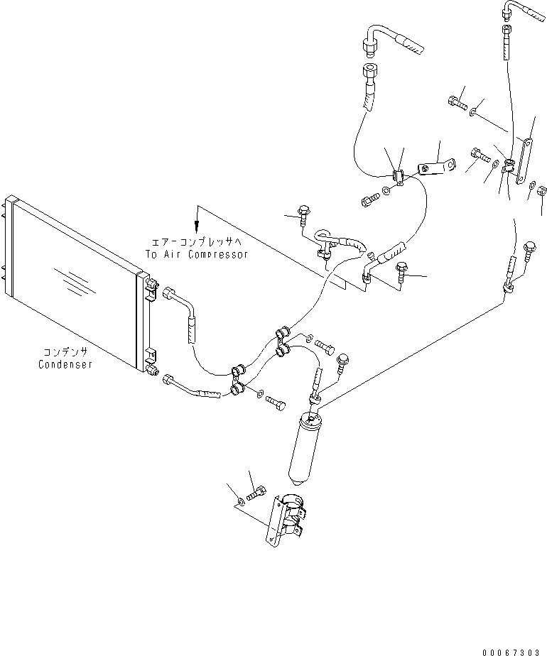 Komatsu parts book diagram for HD465-7R S/N 15001-15351 (W/O EGR): AIR CONDITIONER RELATED PARTS (1/2)(#15025-)