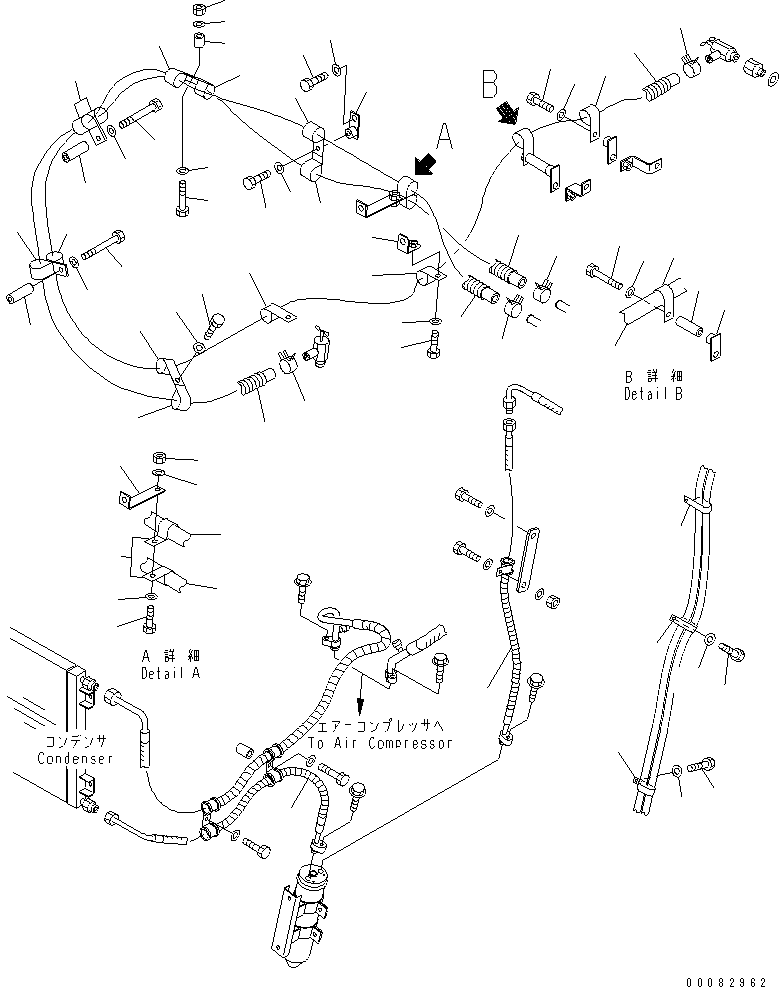 Komatsu parts book diagram for HD465-7R S/N 15001-15351 (W/O EGR): AIR CONDITIONER RELATED PARTS (2/2)(#15074-)