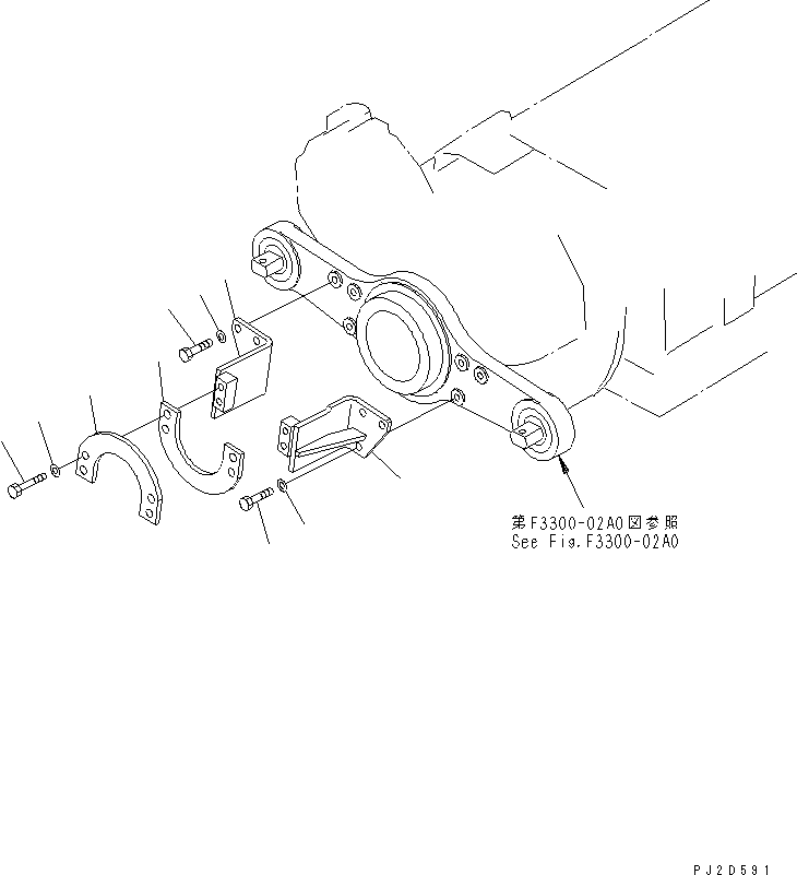 Komatsu parts book diagram for HD465-7R S/N 15001-15351 (W/O EGR): FRONT PROPELLER SHAFT GUARD(#15001-)