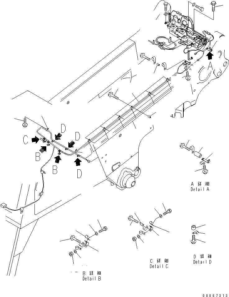 Komatsu parts book diagram for HD465-7R S/N 15001-15351 (W/O EGR): ABS CHASSIS (WIRING HARNESS)(#15025-)