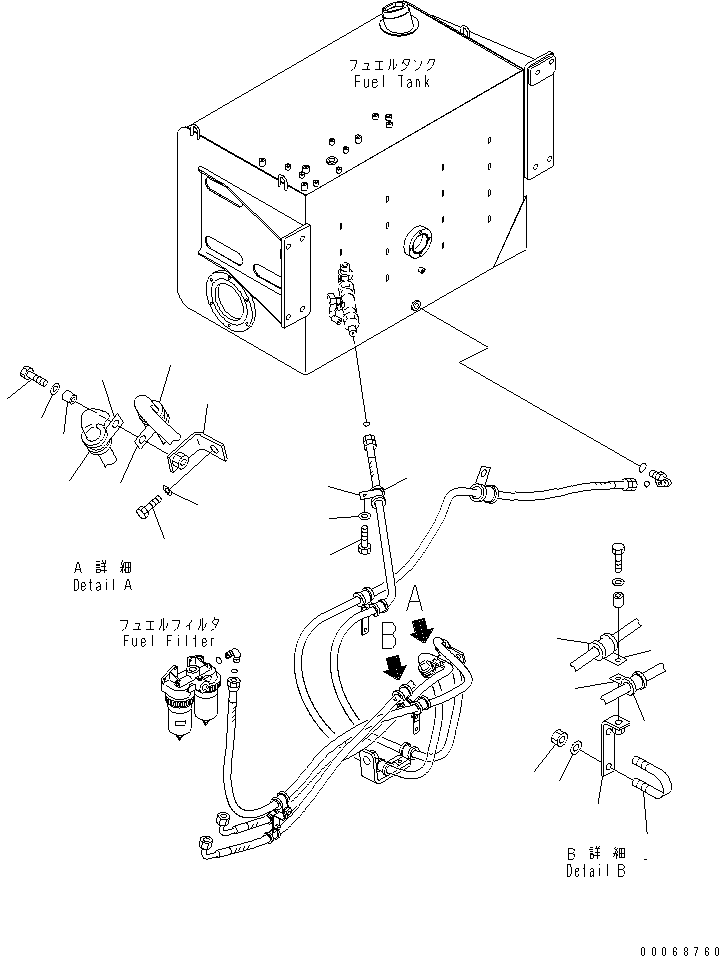 Dump Trucks Komatsu / HD605-7R S/N 15001-15351 (W/O EGR)(hd605-1c) / FUEL LINE (1/2)(#15025-)(090260 : D0200-03B0)