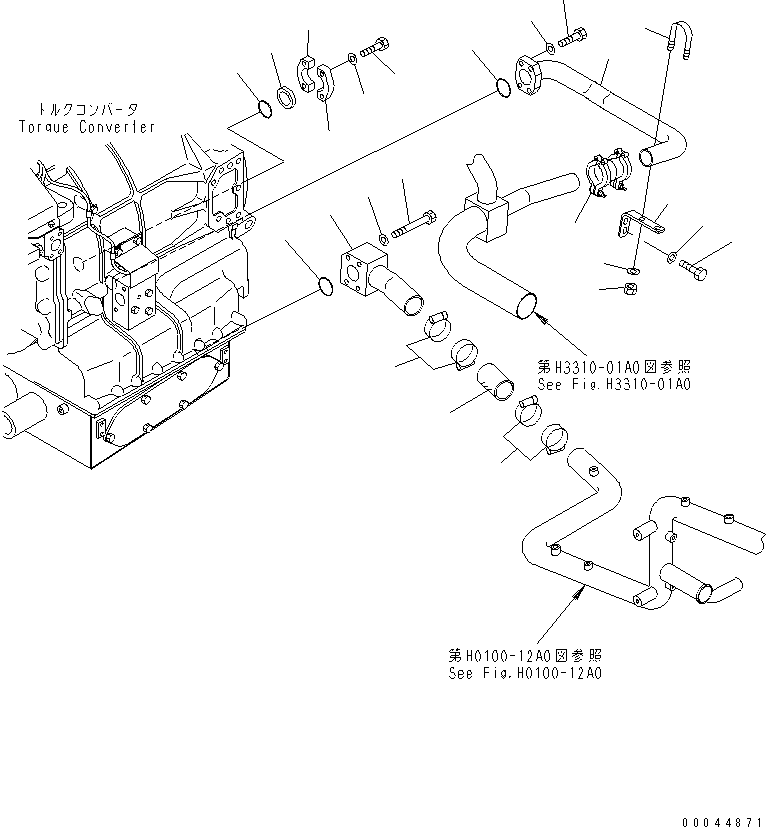 Dump Trucks Komatsu / HD605-7R S/N 15001-15351 (W/O EGR)(hd605-1c) / HYDRAULIC PIPING (TORQUE CONVERTER AND TRANSMISSION PUMP LINE) (2/2)(#15001-15024)(150150 : F3300-07A0)