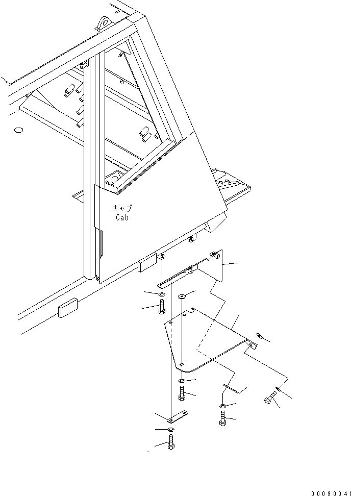 Dump Trucks Komatsu / HD605-7R S/N 15001-15351 (W/O EGR)(hd605-1c) / CAB STEP RELATED PARTS (MUD GUARD) (WITH HEATER MIRROR)(#15025-)(270970 : K3100-04B2)