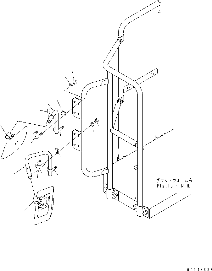 Dump Trucks Komatsu / HD605-7R S/N 15001-15351 (W/O EGR)(hd605-1c) / PLATFORM RELATED PARTS (UNDER MIRROR) (R.H.)(#15001-15024)(300530 : L3160-08A0)
