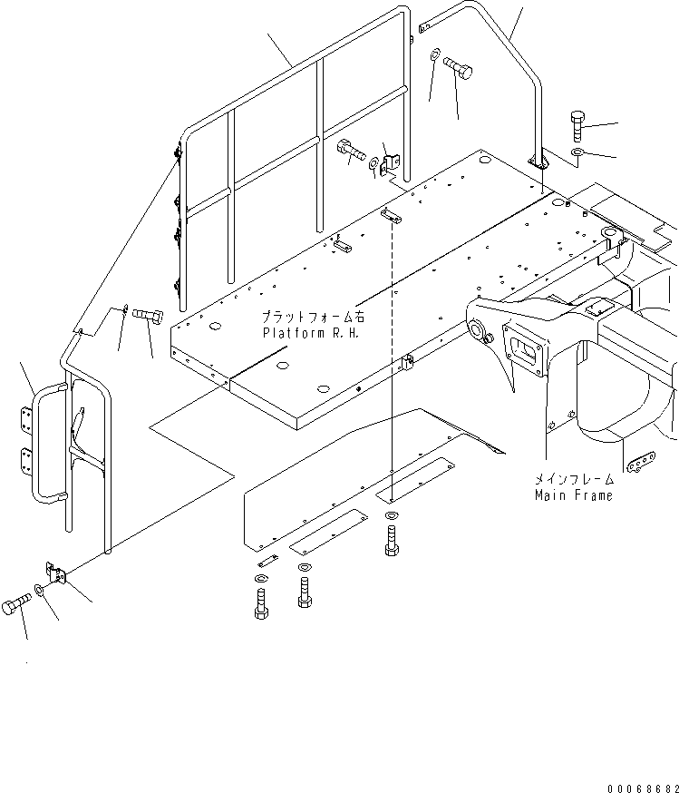 Dump Trucks Komatsu / HD605-7R S/N 15001-15351 (W/O EGR)(hd605-1c) / PLATFORM RELATED PARTS (HANDRAIL AND MUD GUARD)(#15025-)(300540 : L3160-08B0)