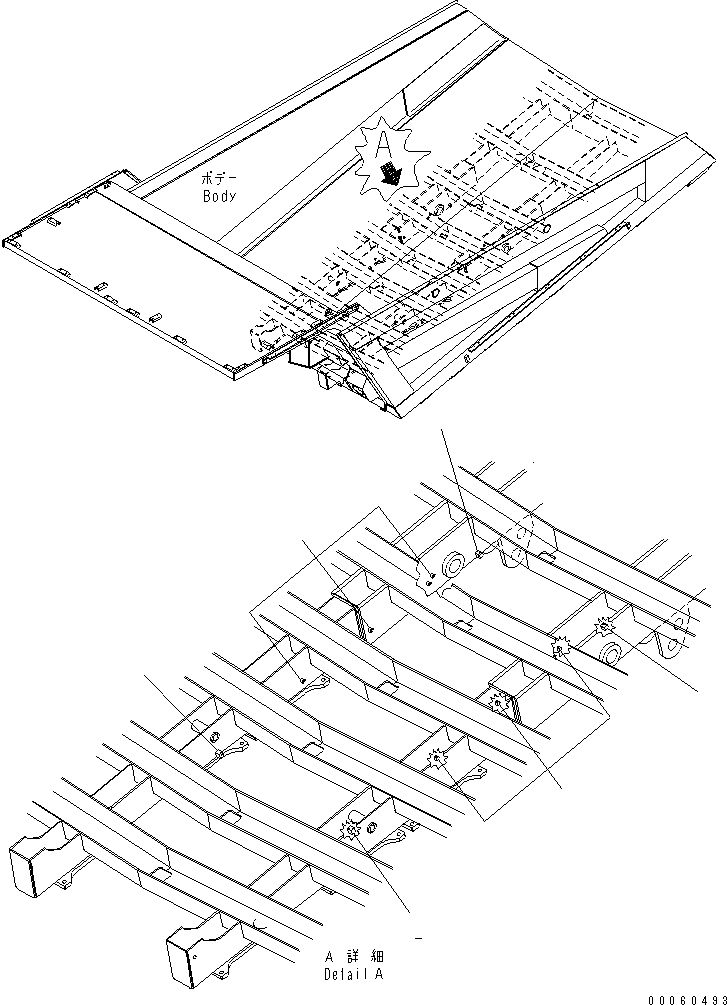 Dump Trucks Komatsu / HD605-7R S/N 15001-15351 (W/O EGR)(hd605-1c) / BODY (BOLT ON TYPE GUARD) (AUTO LUBRICATION)(#15001-)(390080 : T3100-02B2)