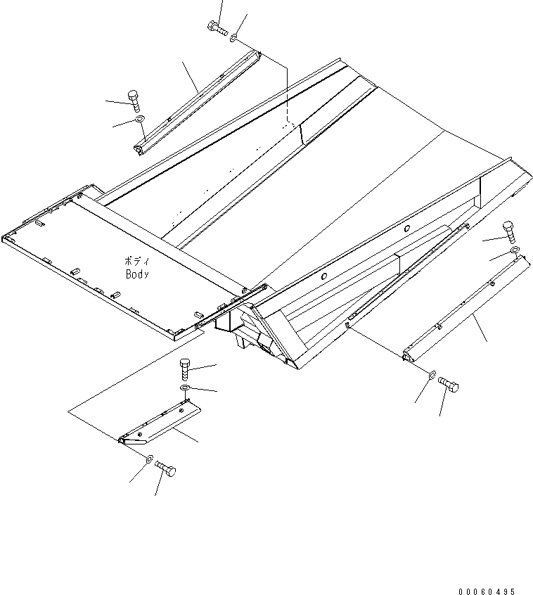Dump Trucks Komatsu / HD605-7R S/N 15001-15351 (W/O EGR)(hd605-1c) / BODY (BOLT ON TYPE GUARD) (CAB AND TIRE GUARD)(#15001-)(390110 : T3100-03B0)