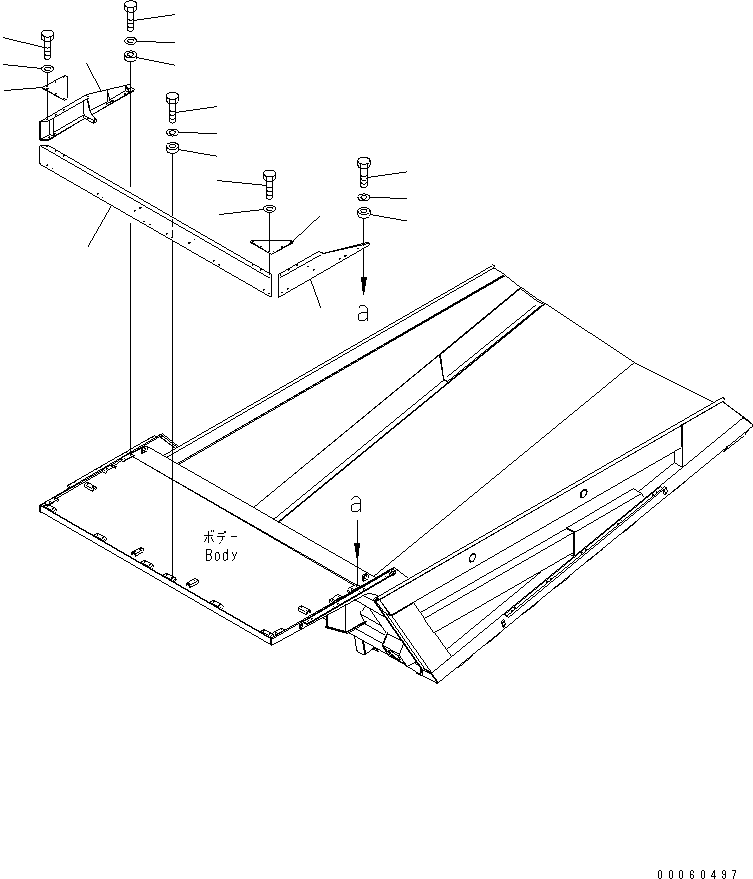 Dump Trucks Komatsu / HD605-7R S/N 15001-15351 (W/O EGR)(hd605-1c) / BODY (BOLT ON TYPE GUARD) (300MM SPILL GUARD)(#15001-)(390130 : T3100-04B5)