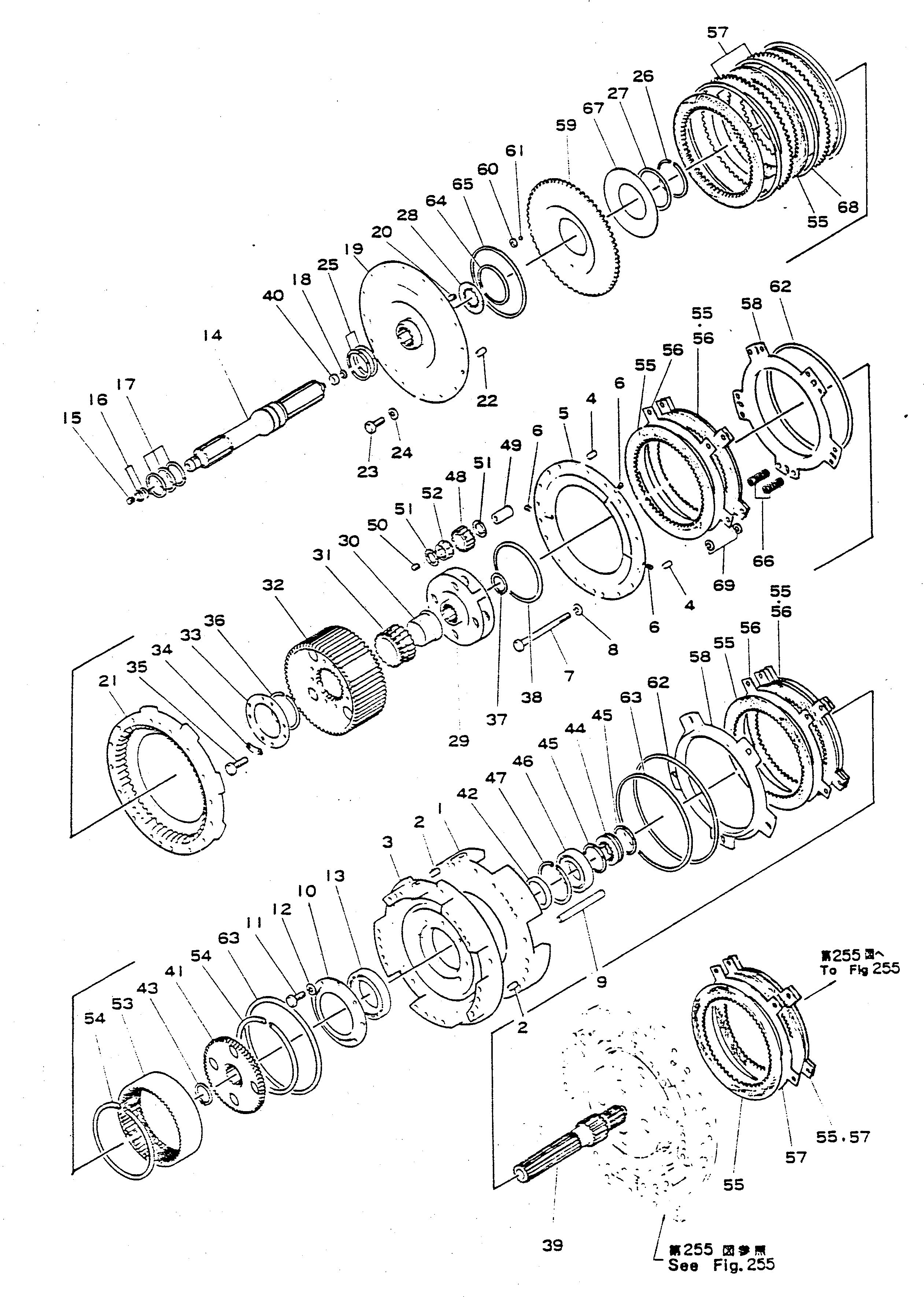 Dump Trucks Komatsu / HD680-2 S/N 1002-UP(hd680-2c) / TRANSMISSION INPUT SHAFT ? GEAR AND CLUTCH(060160 : 254)