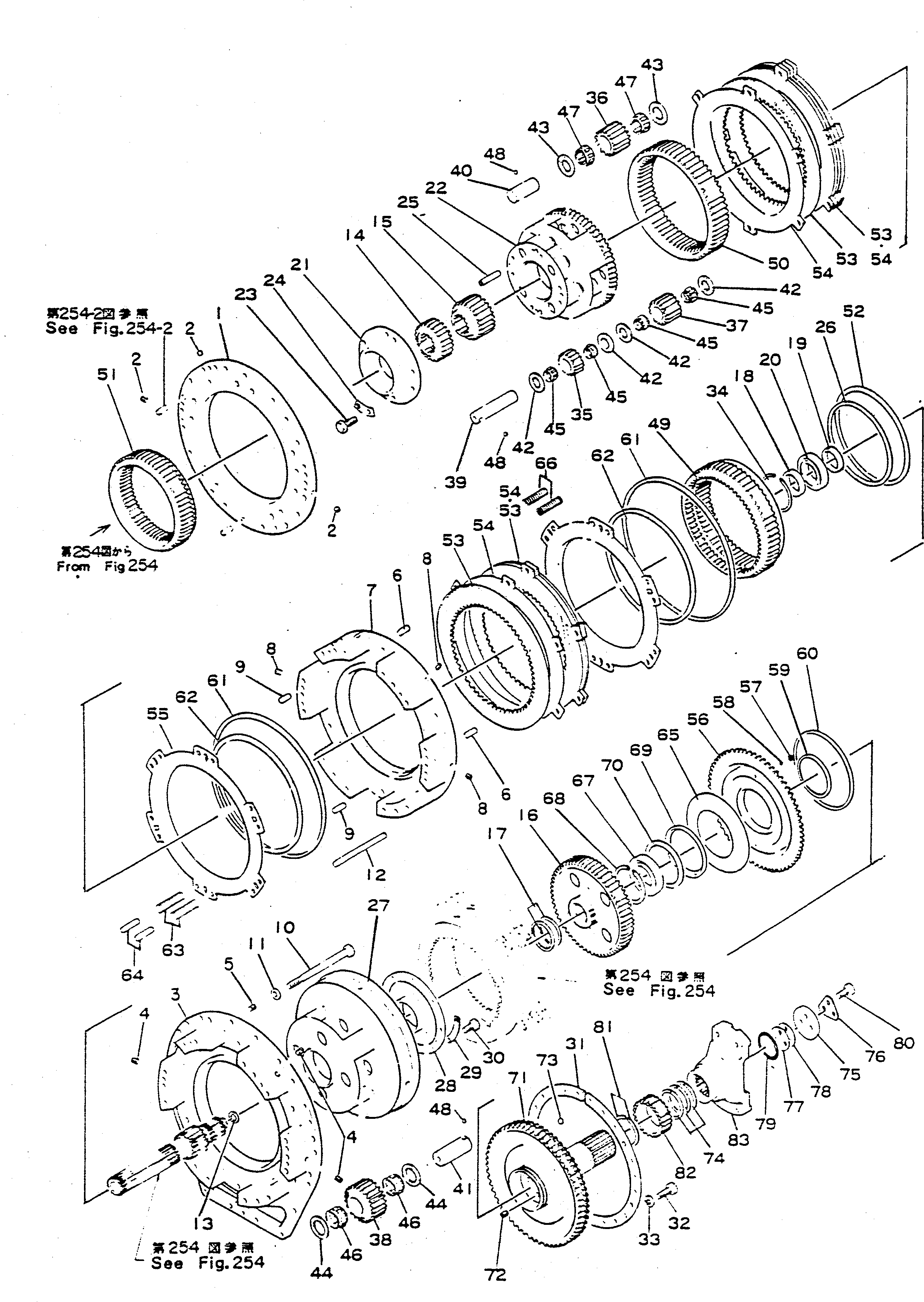 Dump Trucks Komatsu / HD680-2 S/N 1002-UP(hd680-2c) / TRANSMISSION OUTPUT SHAFT ? GEAR AND CLUTCH(060170 : 255)