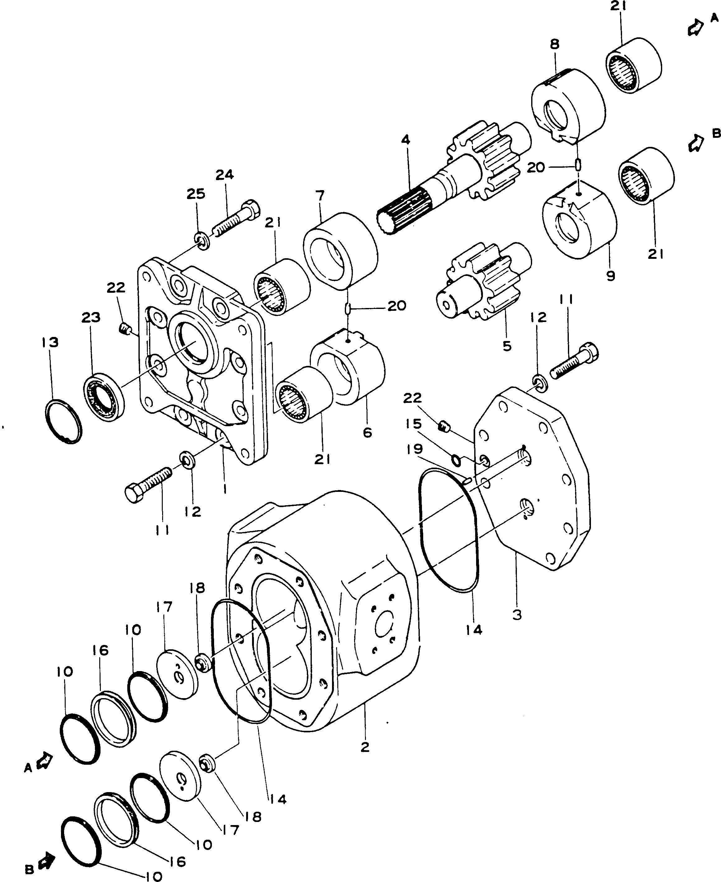 Komatsu parts book diagram for HD780-1 S/N 1002-UP: TRANSMISSION PUMP
