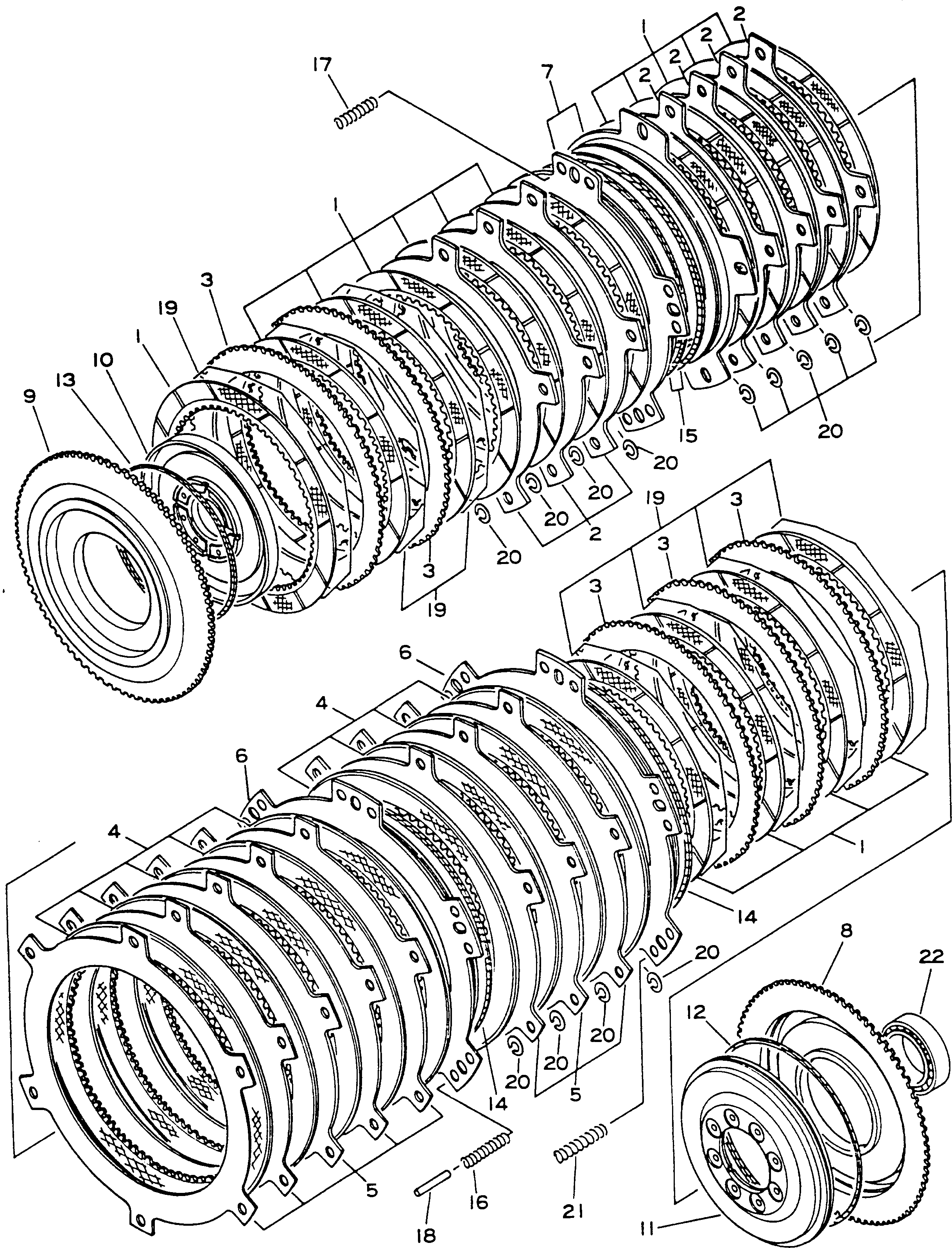Komatsu parts book diagram for HD780-1 S/N 1002-UP: TRANSMISSION CLUTCH ASS'Y
