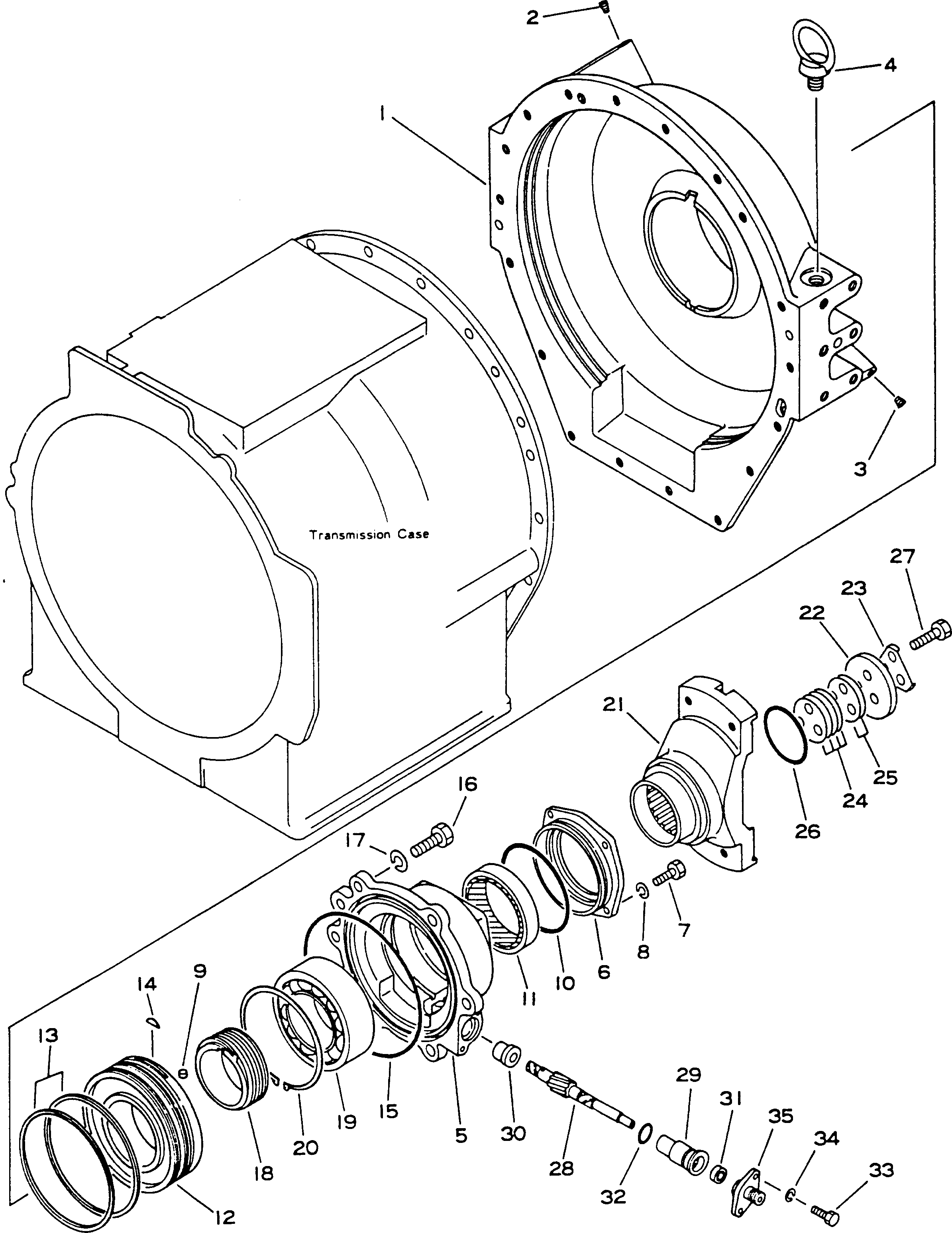 Komatsu parts book diagram for HD780-1 S/N 1002-UP: TRANSMISSION CAGE ASS'Y