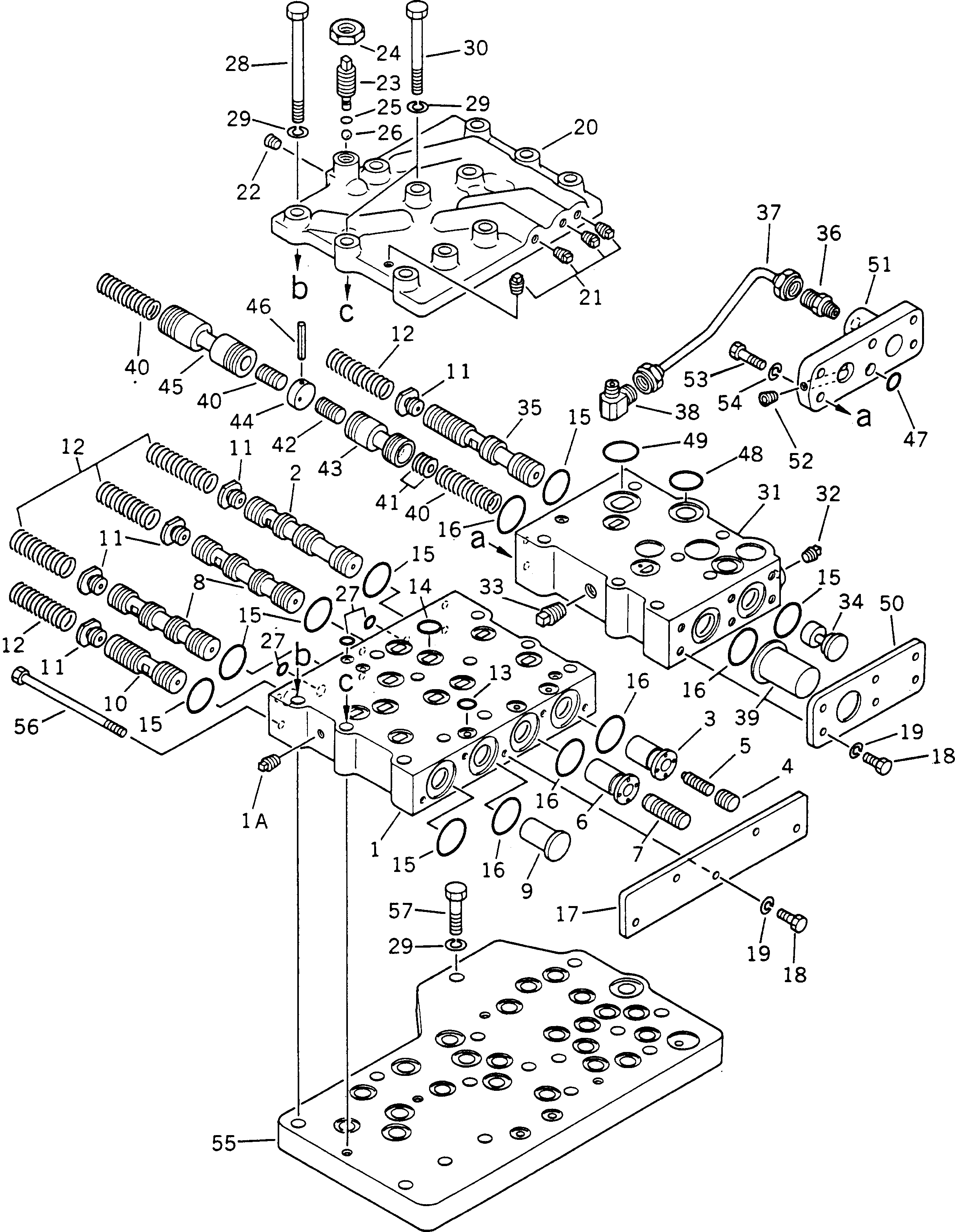 Komatsu parts book diagram for HD780-1 S/N 1002-UP: CONTROL VALVE (1/2)