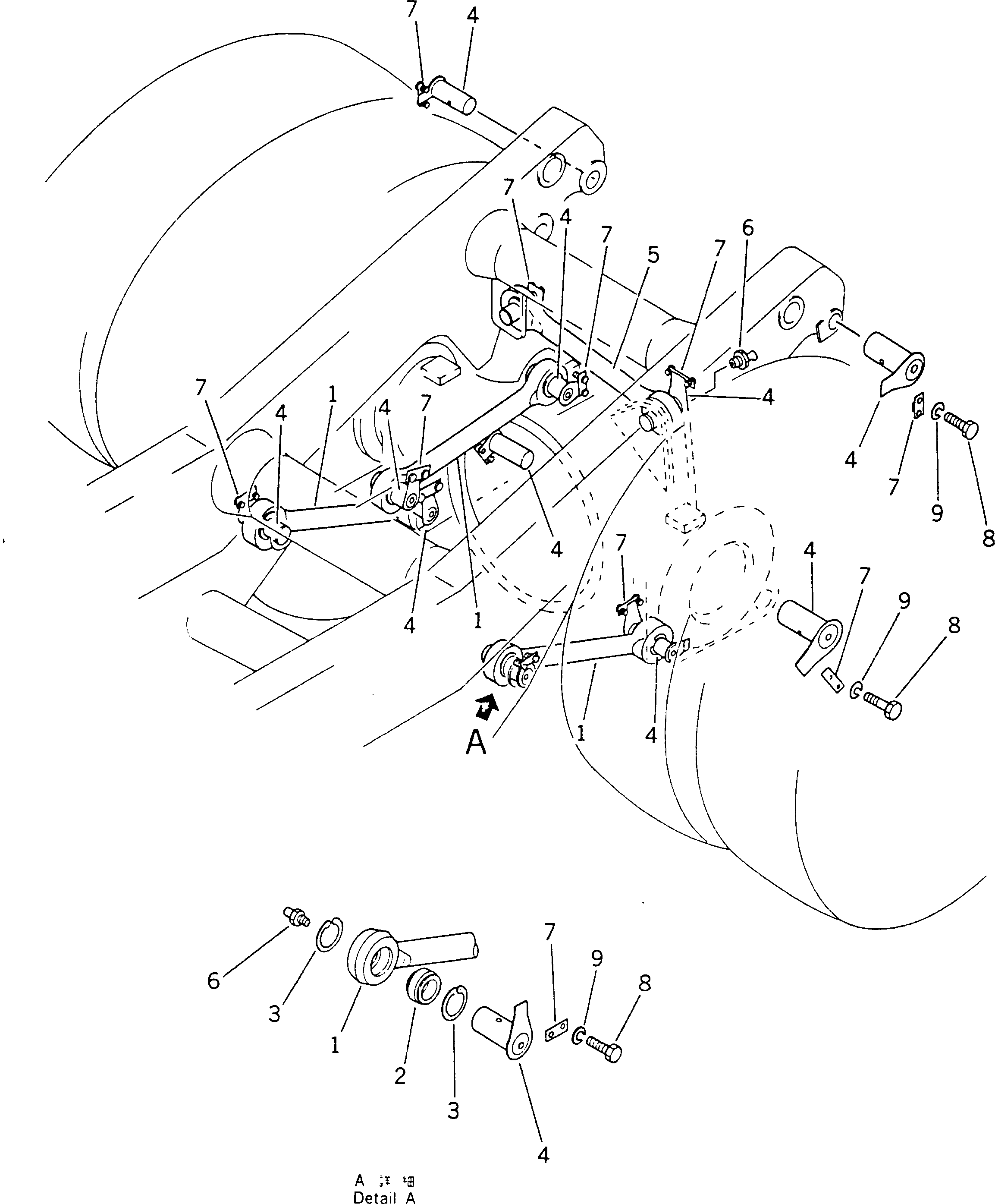 Komatsu parts book diagram for HD780-1 S/N 1002-UP: REAR AXLE SUPPORT