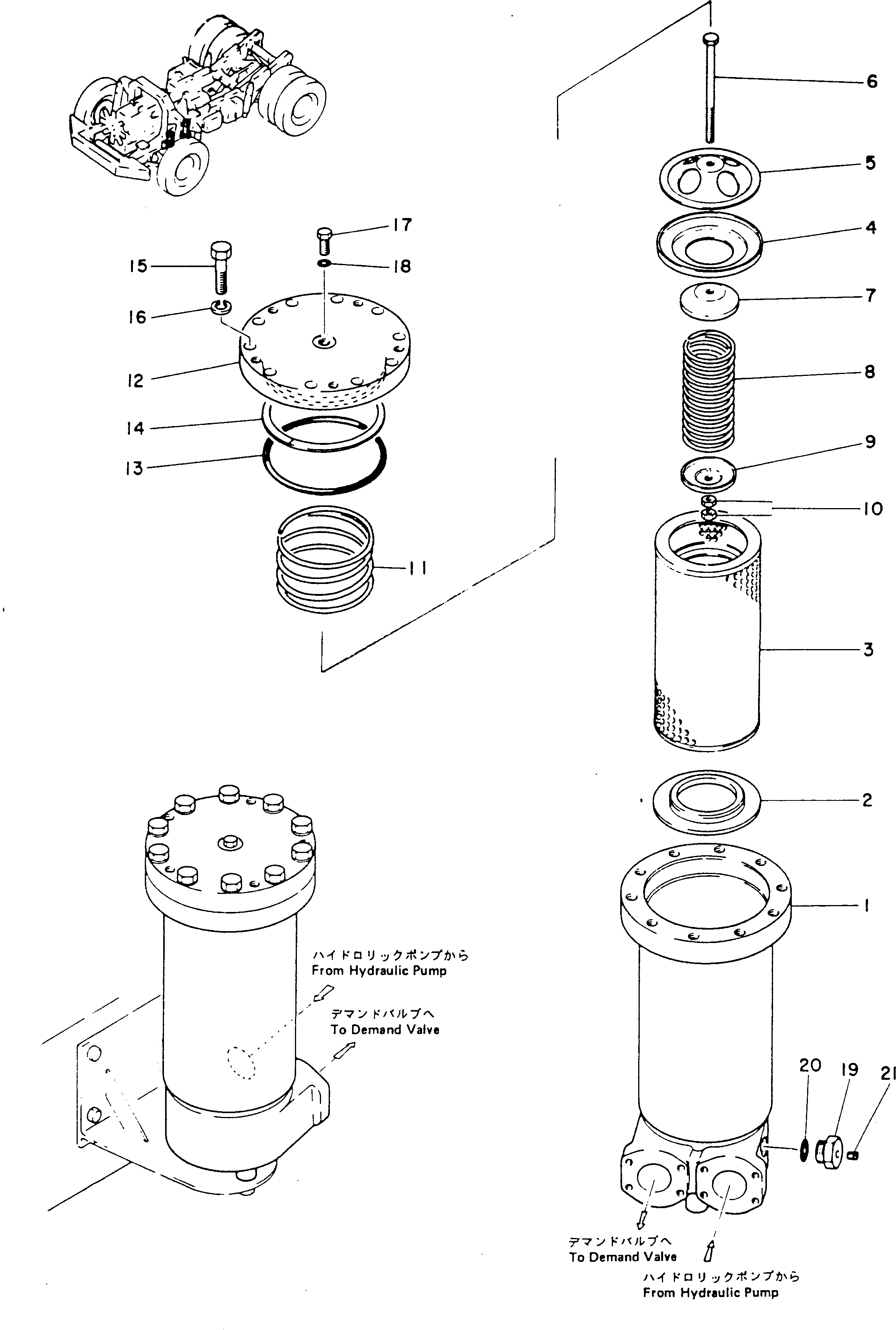Komatsu parts book diagram for HD780-1 S/N 1002-UP: HYDRAULIC FILTER