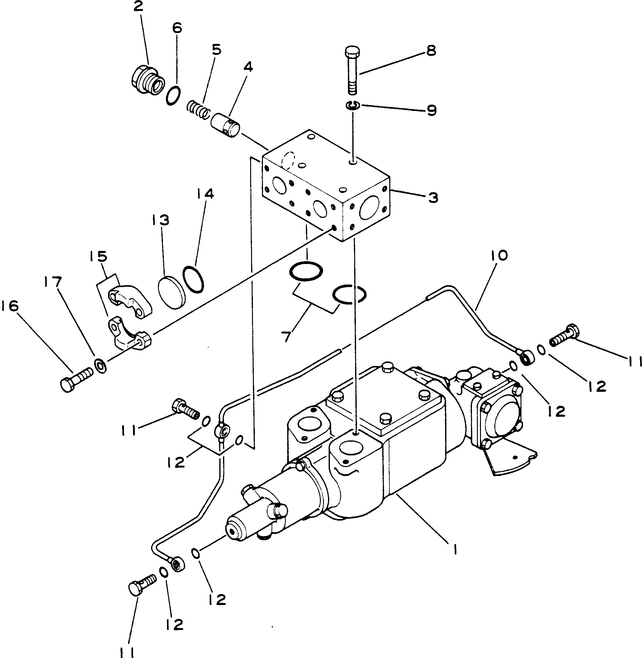 Komatsu parts book diagram for HD780-1 S/N 1002-UP: HOIST VALVE AND RELIEF VALVE