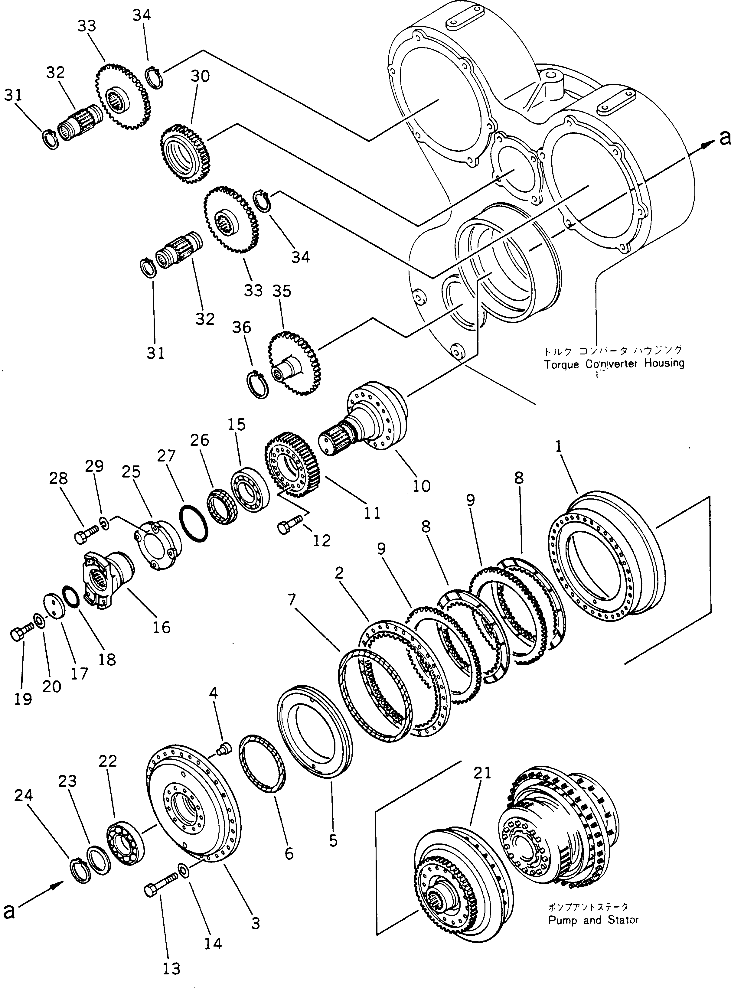 Dump Trucks Komatsu / HD785-1S S/N 1002-UP(hd785-0r) / INPUT SHAFT AND TURBINE(060040 : 225)