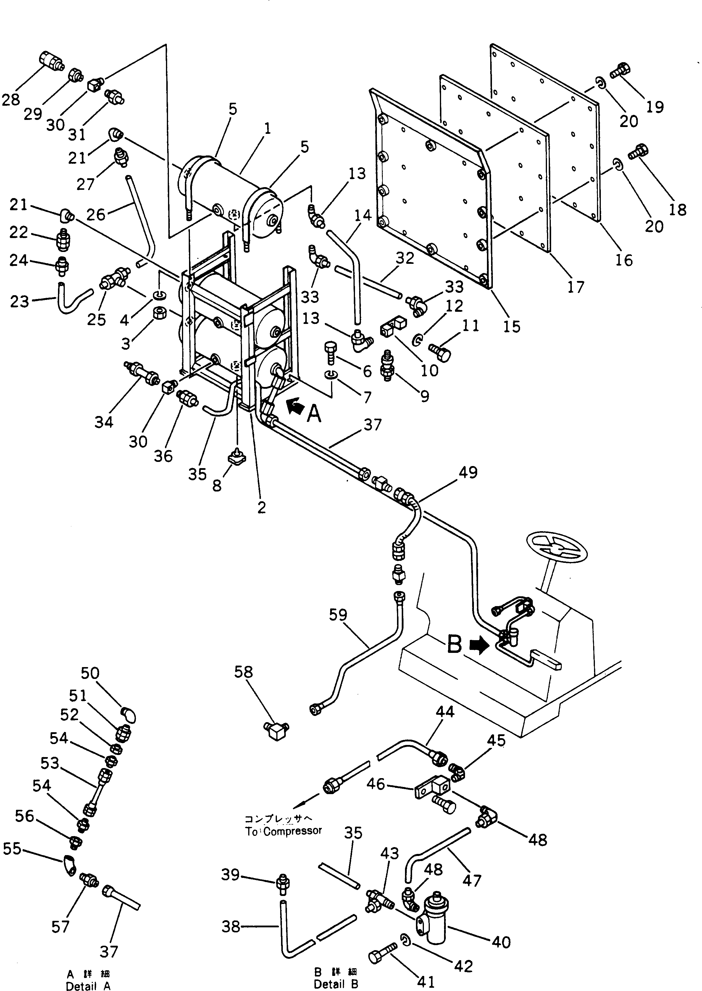 Dump Trucks Komatsu / HD785-1S S/N 1002-UP(hd785-0r) / AIR RESERVOIR PIPING (1/3)(090180 : 361)