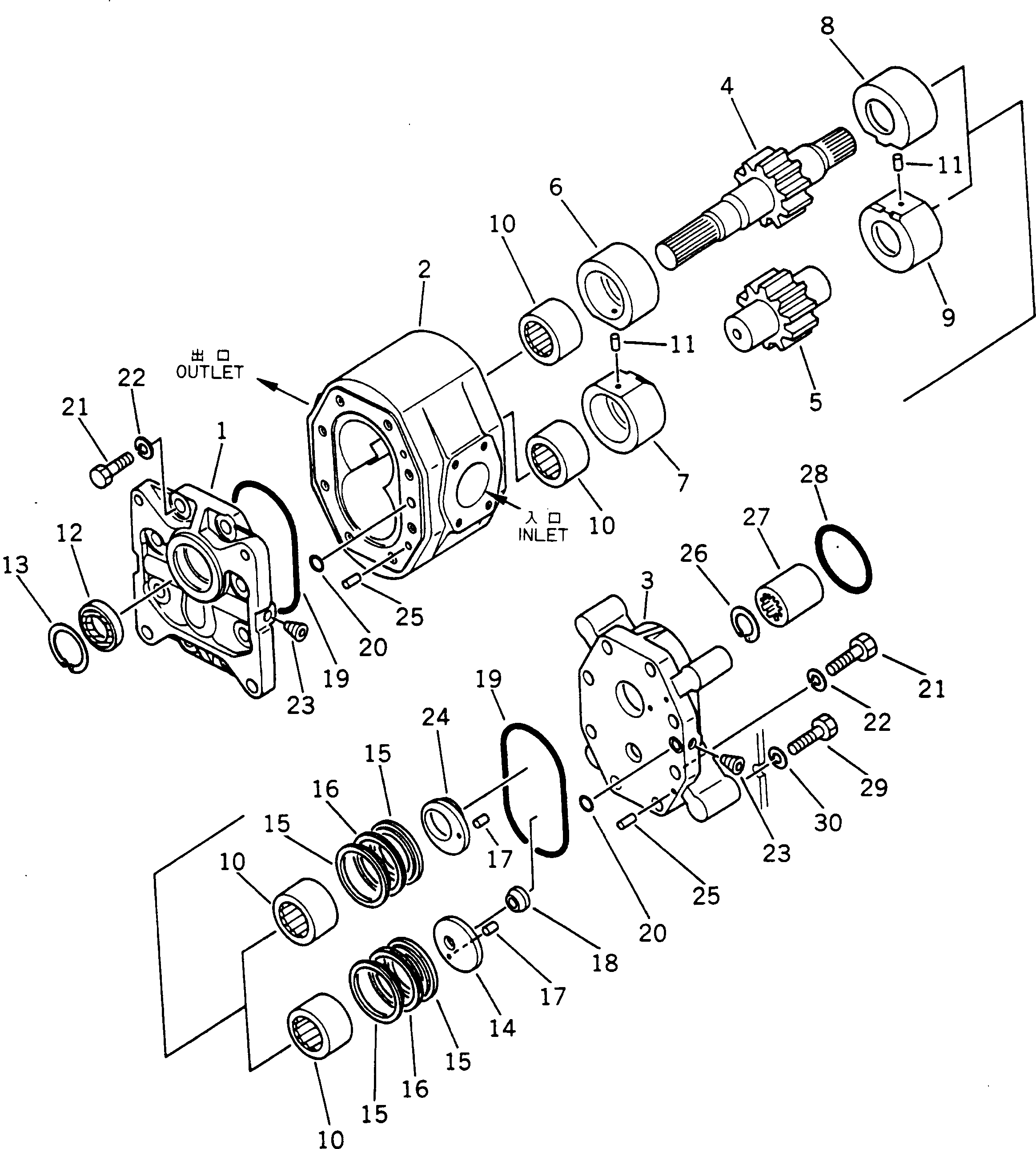 Dump Trucks Komatsu / HD785-1S S/N 1002-UP(hd785-0r) / HOIST AND STEERING PUMP (1/2)(180020 : 605)