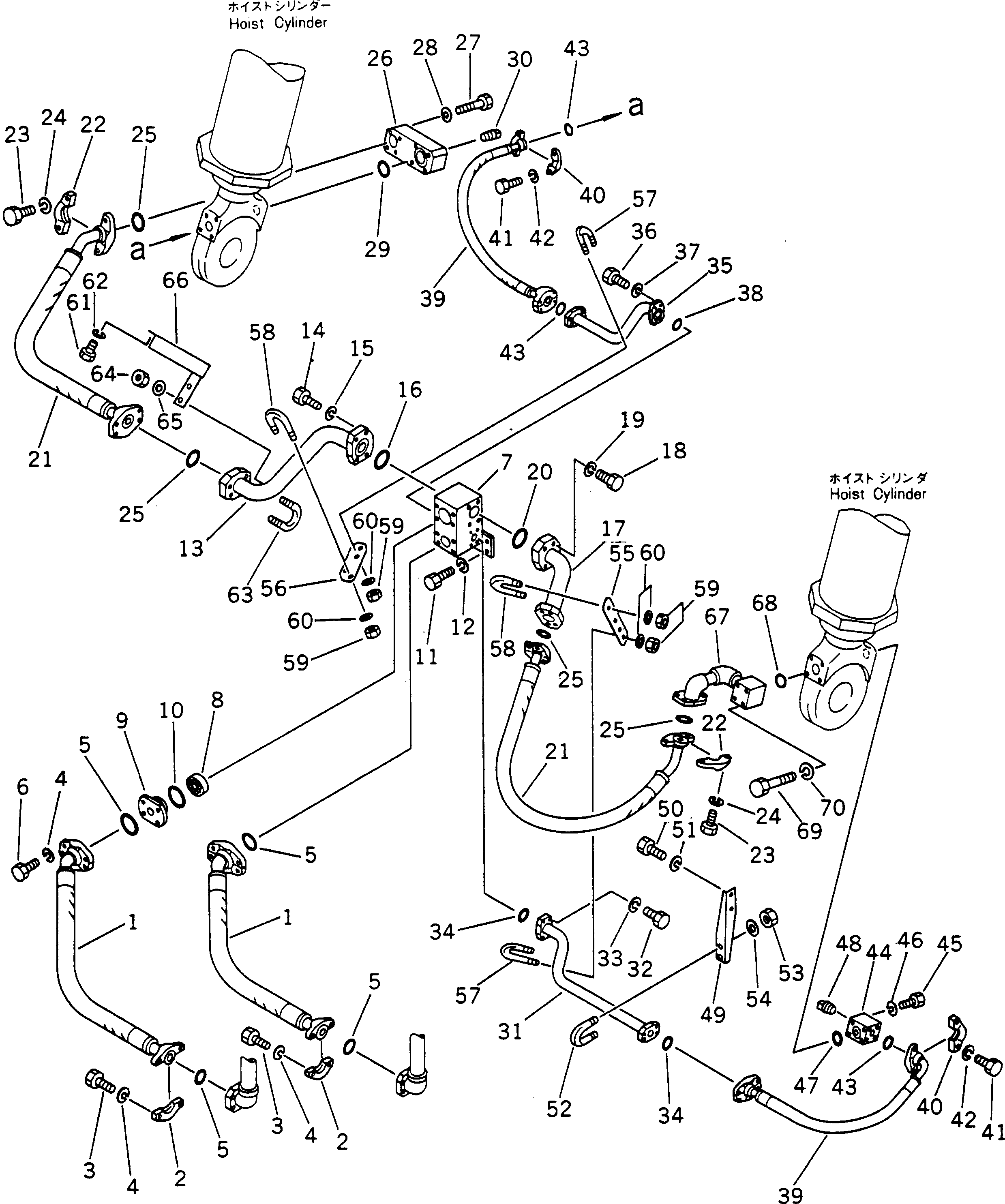 Dump Trucks Komatsu / HD785-1S S/N 1002-UP(hd785-0r) / HOIST VALVE TO HOIST CYLINDER PIPING(180140 : 655)