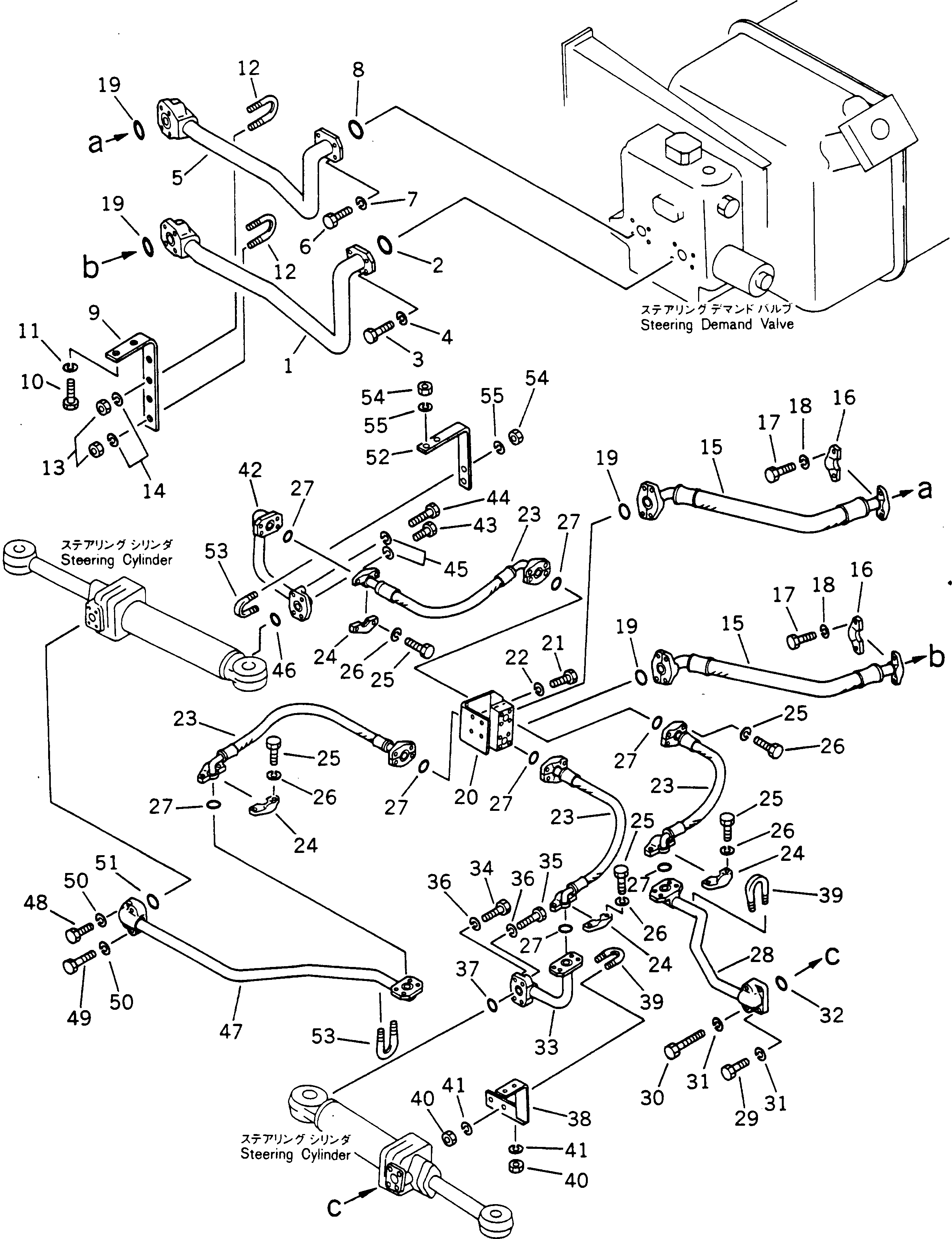 Dump Trucks Komatsu / HD785-1S S/N 1002-UP(hd785-0r) / DEMAND VALVE TO STEERING CYLINDER PIPING(180150 : 656)