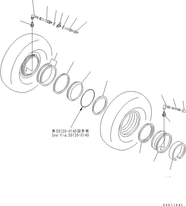 Dump Trucks Komatsu / HD785-5 S/N 4001-UP(hd785-5r) / RIM (REAR WHEEL) (SUPER LARGE BORE VLAVE)(360040 : S0110-02A1)
