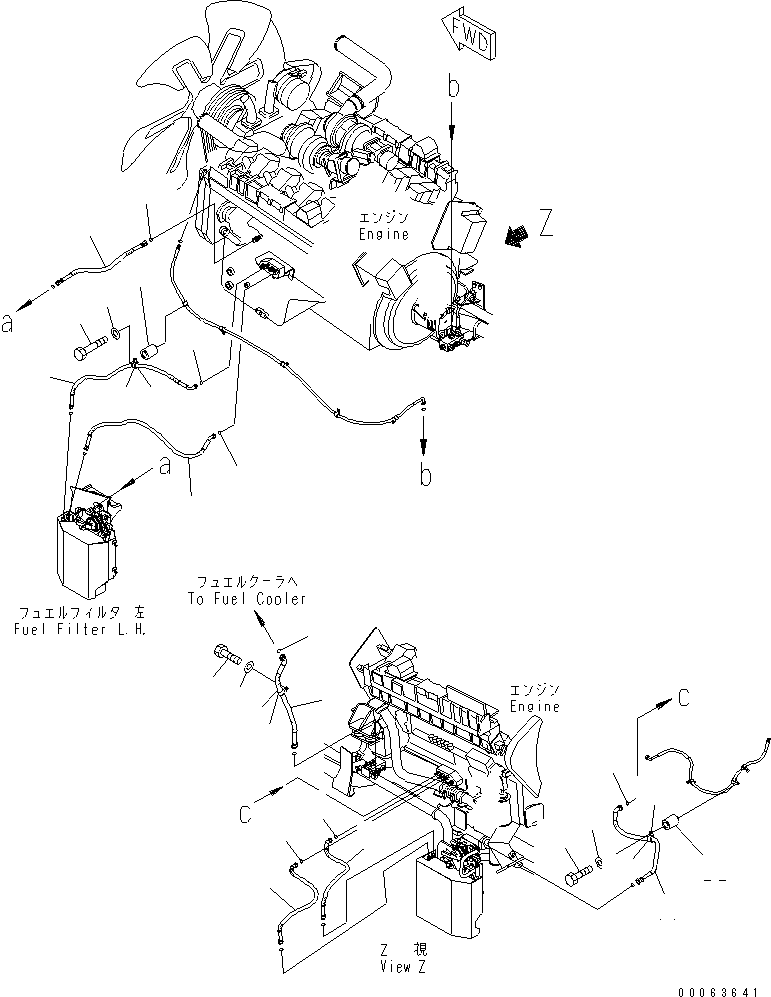 Komatsu parts book diagram for HD785-7 S/N 7001-8172: ENGINE (FUEL LINE)(#7169-)