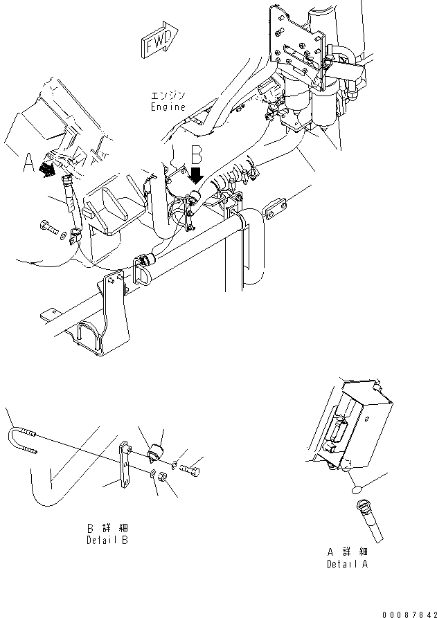 Komatsu parts book diagram for HD785-7 S/N 7001-8172: ENGINE (FUEL LINE) (COOLING PLATE TO WATER SEPARATOR) (R.H.) (ADDITIONAL FUEL FILTER)(#7169-)