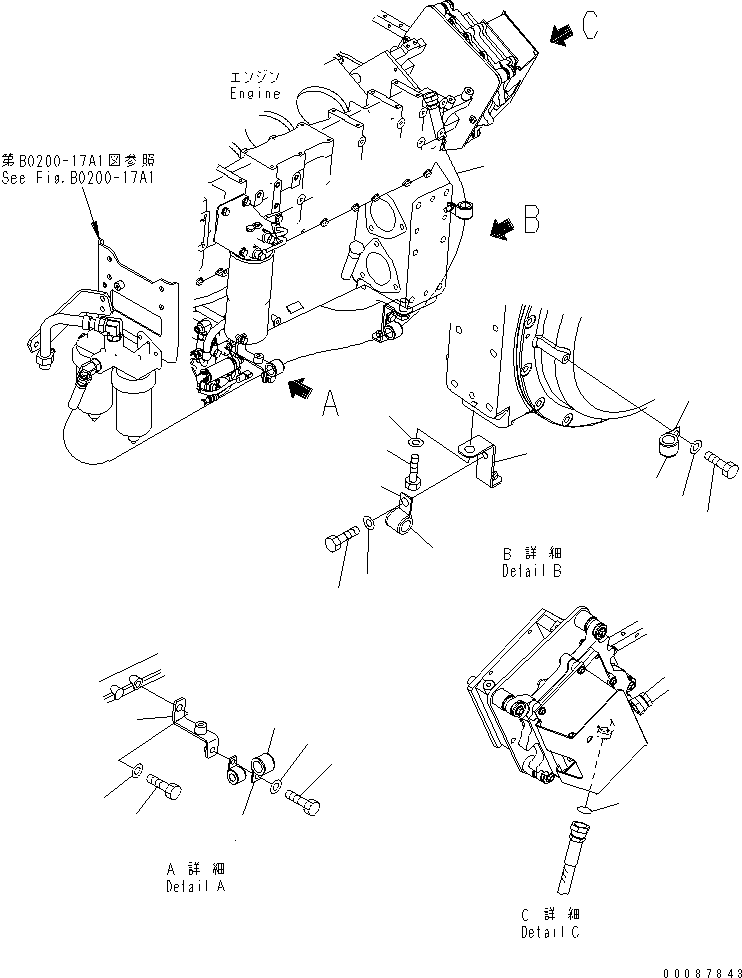 Komatsu parts book diagram for HD785-7 S/N 7001-8172: ENGINE (FUEL LINE) (COOLING PLATE TO WATER SEPARATOR) (L.H.) (ADDITIONAL FUEL FILTER)(#7169-)
