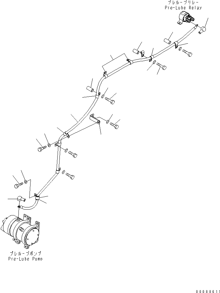Komatsu parts book diagram for HD785-7 S/N 7001-8172: ENGINE (ENGINE PRE-LUBE SYSTEM) (WIRING HARNESS) (1/2)(#7855-)