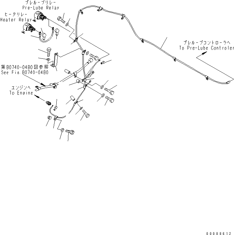 Komatsu parts book diagram for HD785-7 S/N 7001-8172: ENGINE (ENGINE PRE-LUBE SYSTEM) (WIRING HARNESS) (2/2)(#7855-)