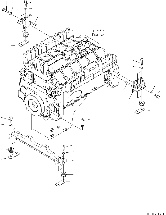 Komatsu parts book diagram for HD785-7 S/N 7001-8172: ENGINE MOUNTING(#7001-7168)