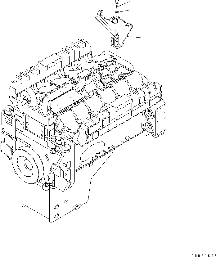 Komatsu parts book diagram for HD785-7 S/N 7001-8172: (ENGINE) EXHAUST BRACKET(#7169-)
