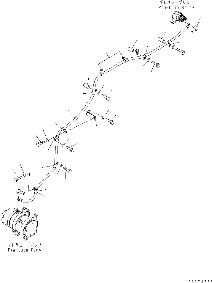 Komatsu parts book diagram for HD785-7 S/N 7001-8172: ENGINE PRE-LUBE SYSTEM (WIRING HARNESS) (1/4)(#7169-)