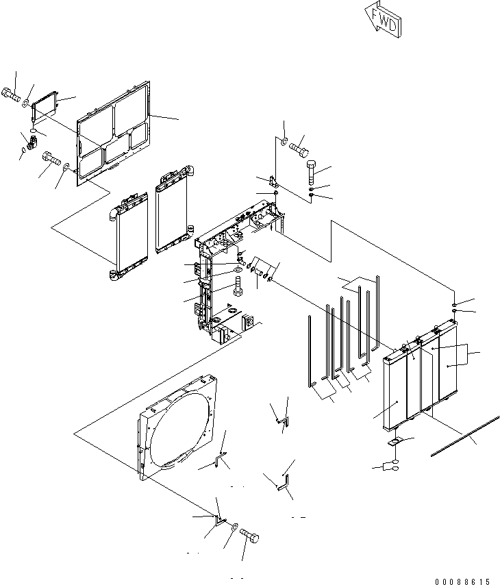 Komatsu parts book diagram for HD785-7 S/N 7001-8172: RADIATOR (2/2)(#7919-)