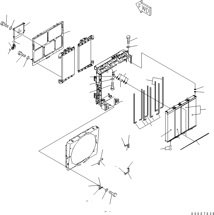 Komatsu parts book diagram for HD785-7 S/N 7001-8172: RADIATOR (2/2) (TROPICAL SPEC.)(#7739-7918)